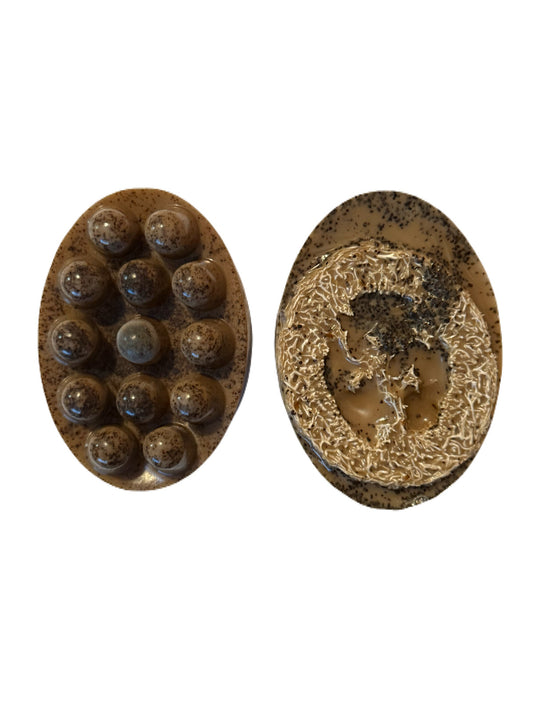 Jabón de café con luffa de masaje